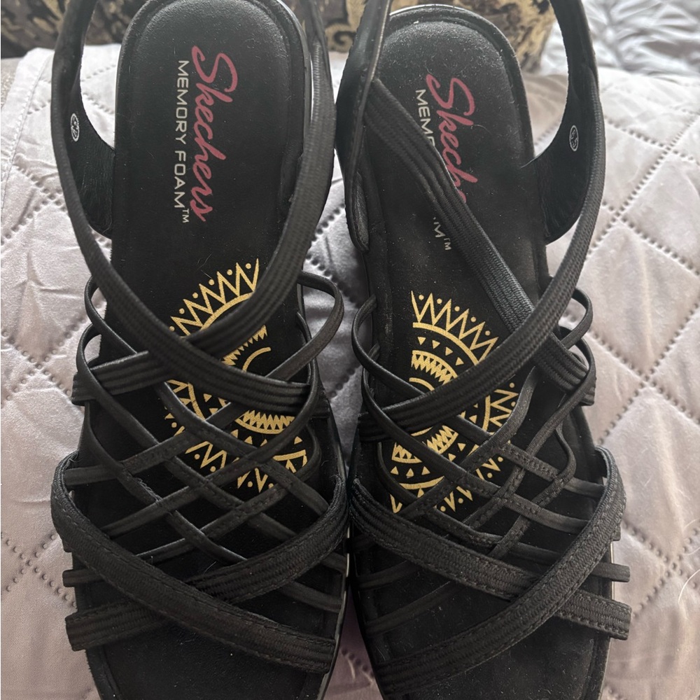 Skechers Black Multi-Strap Memory Foam Sandals